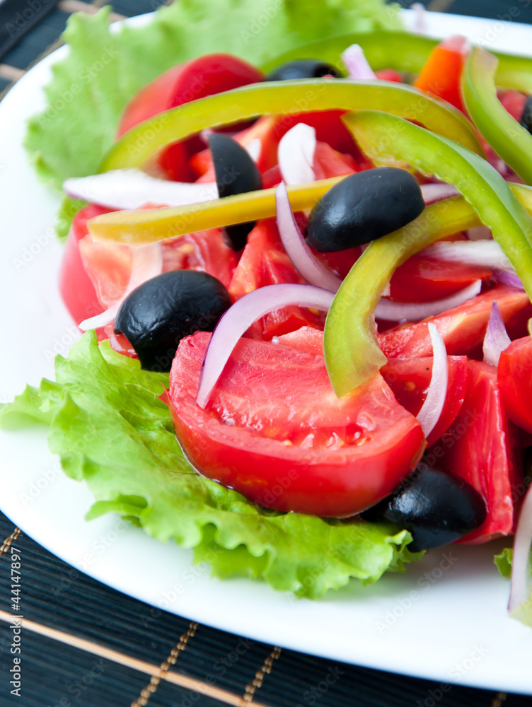 Fresh vegetable salad with olives Fresh vegetable salad with olives