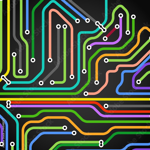 Abstract background of color metro lines with arrows