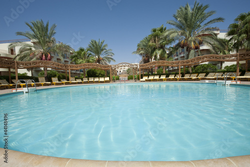 Swimming pool in a tropical resort