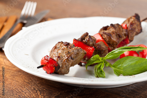 Beef Kebab on a white plate