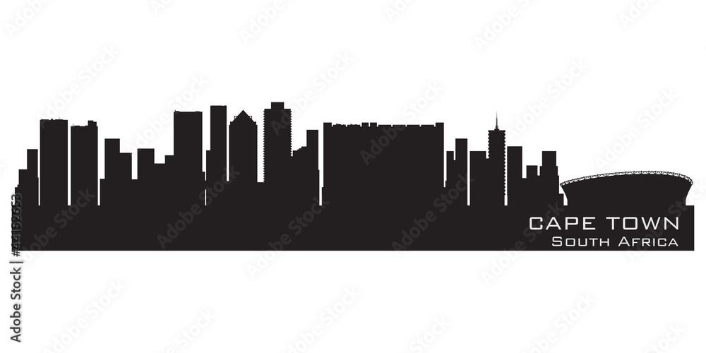 Cape Town, South Africa skyline. Detailed vector silhouette