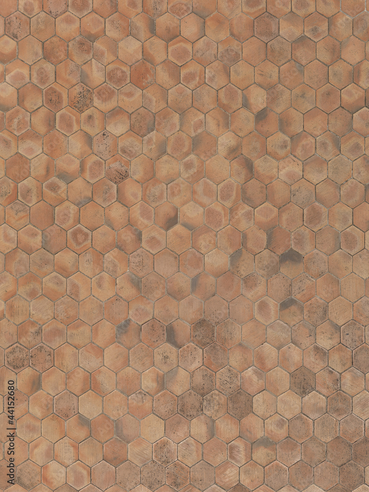 Fototapeta premium real unstiched terracotta hexagon stone floor