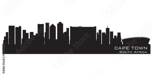 Cape Town, South Africa skyline. Detailed vector silhouette