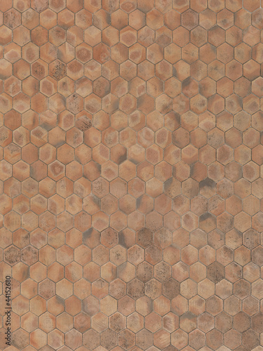 real unstiched terracotta hexagon stone floor