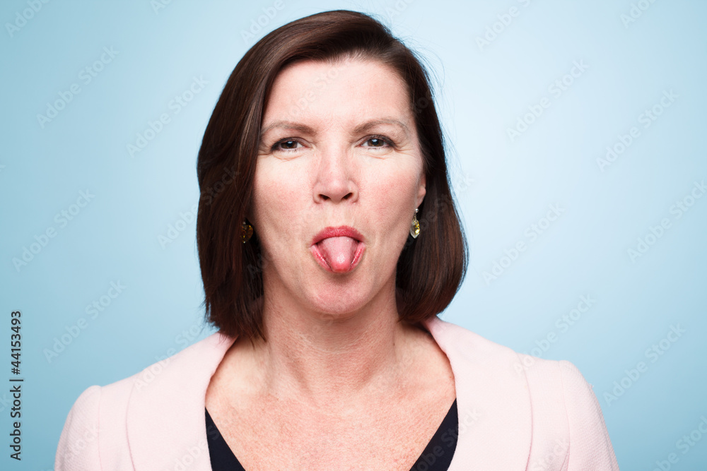 mature woman pulling funny faces mature woman pulling funny faces