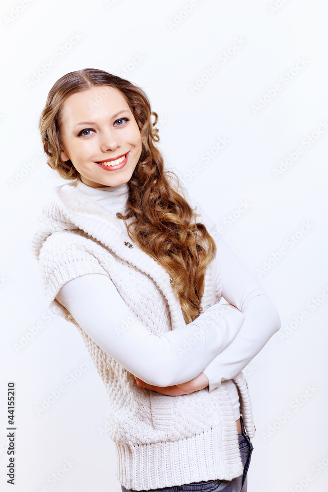 Young woman wearing warm sweater Young woman wearing warm sweater