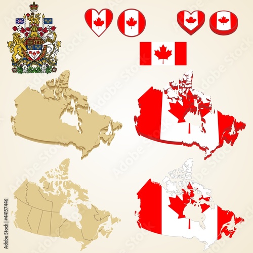 Canada Map blank and regional, Vector 3D pack