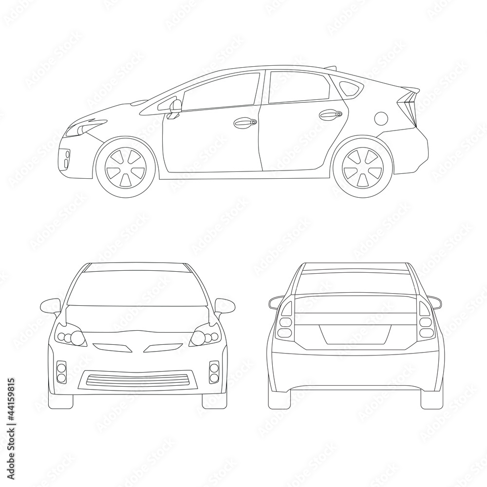Obraz premium Medium size city car line art style vector illustration