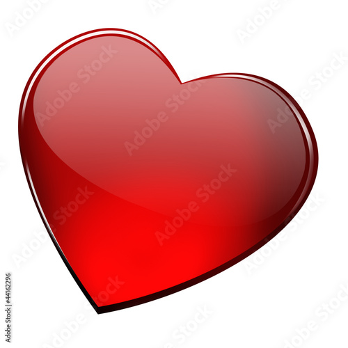 Red glossy heart icon isolated on white background