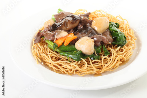 Obraz na płótnie Pan fried noodles with mushroom w salonie