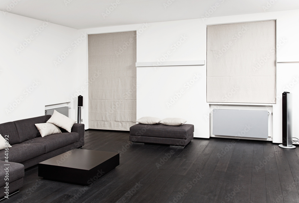 Part of modern sitting room interior in black and white tones Stock ...
