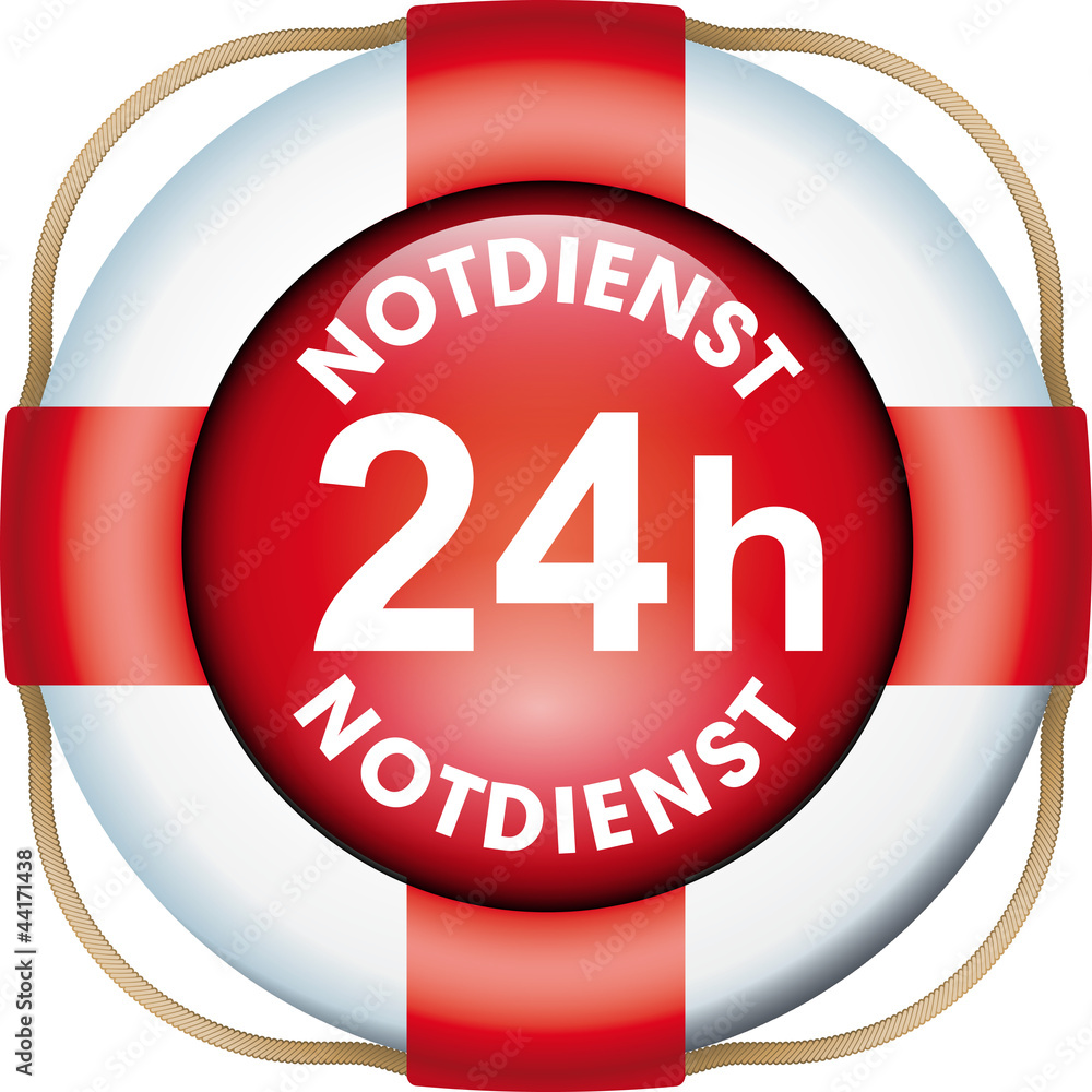 Fototapeta premium Button 24 Notdienst Rettungsring