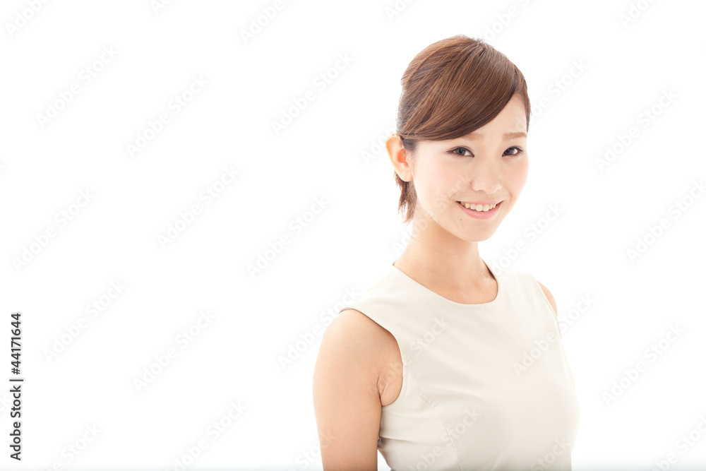 a young businesswoman on white background a young businesswoman on white background