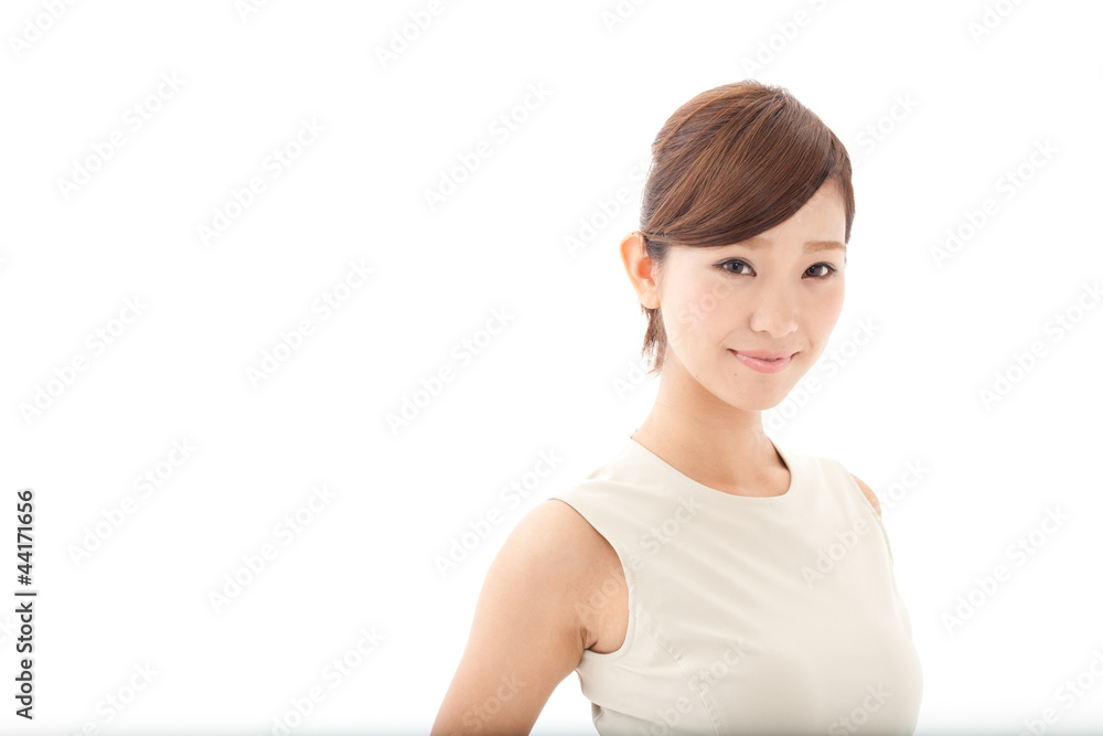 a young businesswoman on white background a young businesswoman on white background