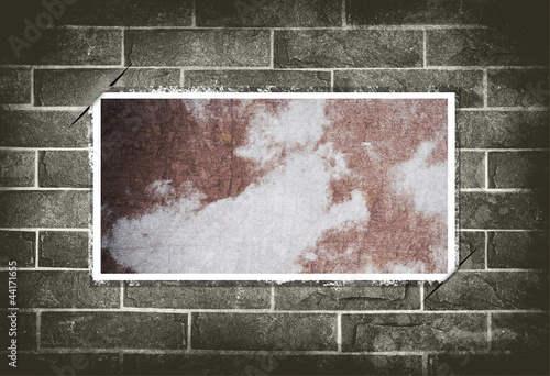 Blank red sky vintage style on grunge brick wall background