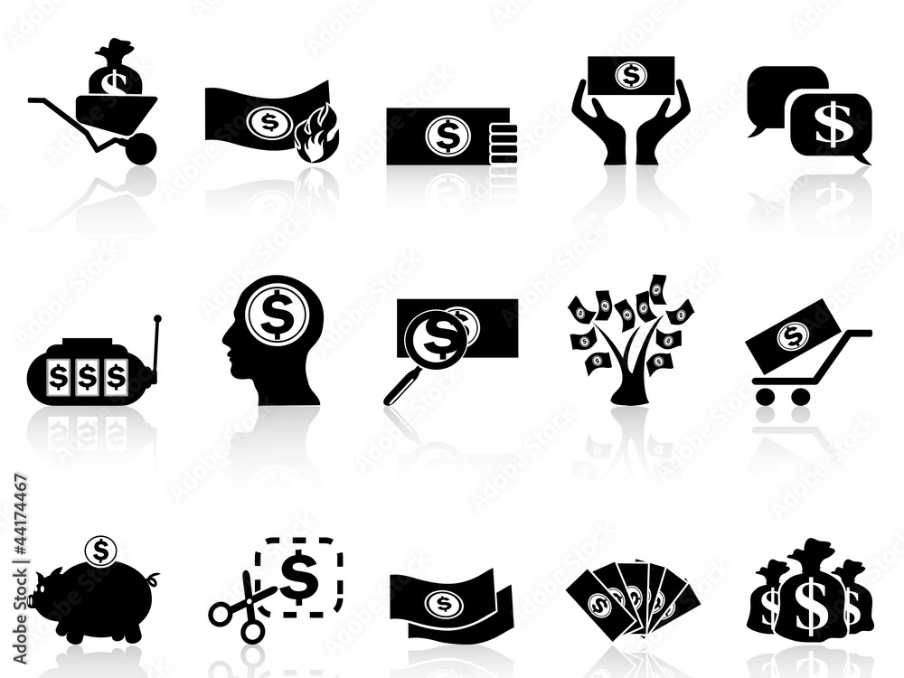 Fotografie black money icons set