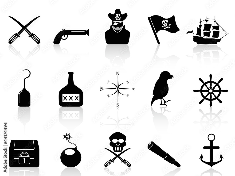 Obraz premium black pirate icons set