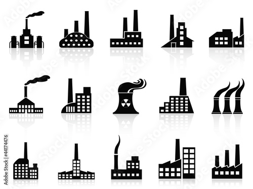 black factory icons set