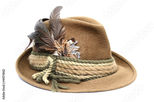 hunting hat over white