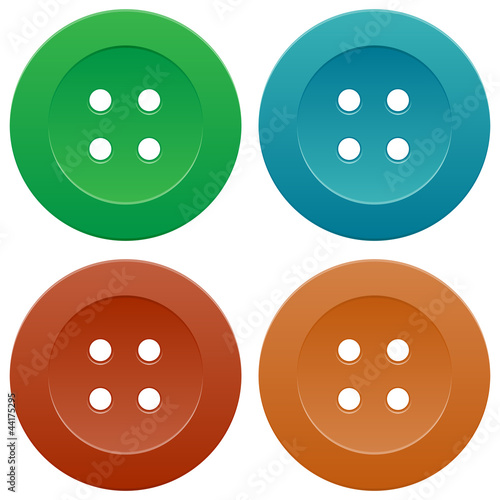 Group of Bright Colorful Sewing Buttons on White Background