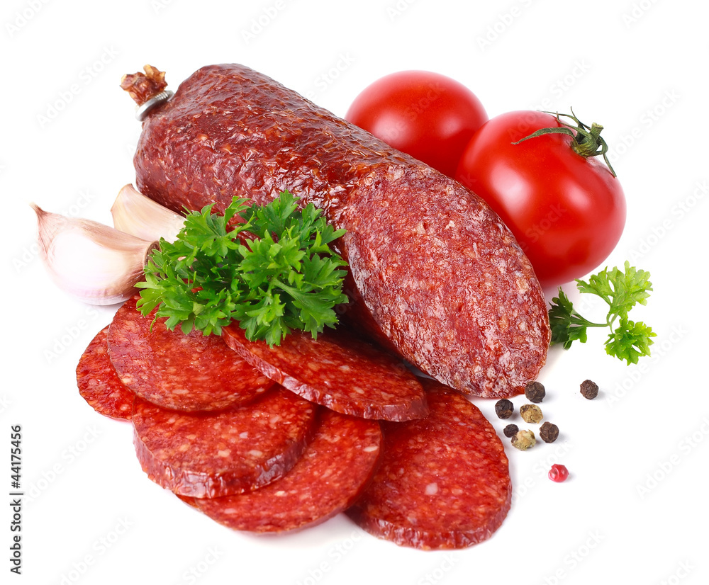 Salami with tomatoes and spices