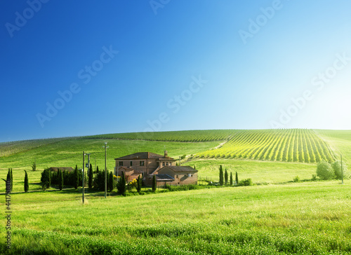 Tuscany landscape with typical farm house