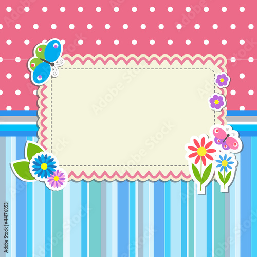 Frame with flowers and butterflies