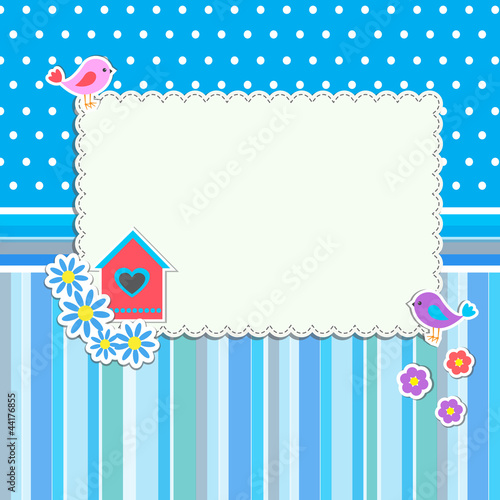 Frame with flowers and birds