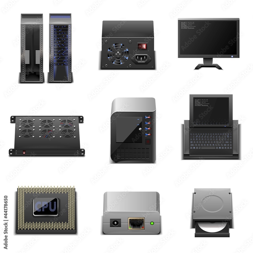 server and pc vector icon set Stock Vector | Adobe Stock
