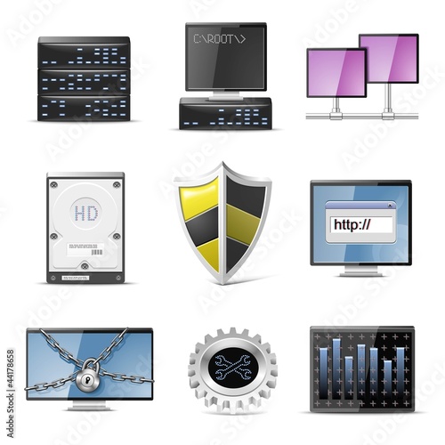 server vector computer icon set