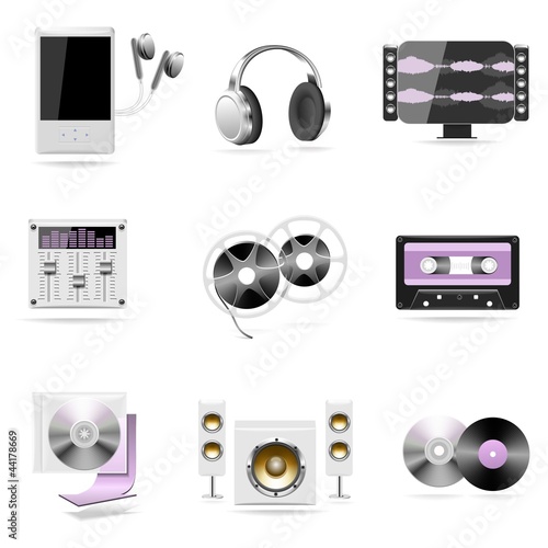 sound and music vector icon set