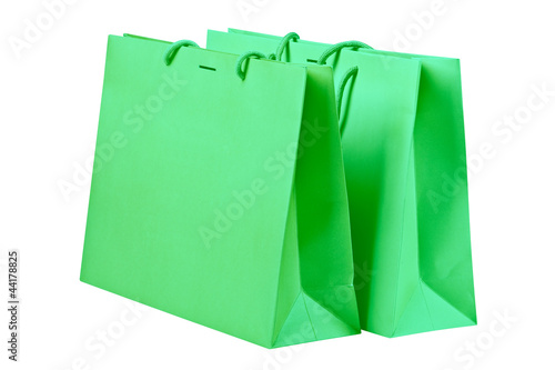 Green shopping bags.