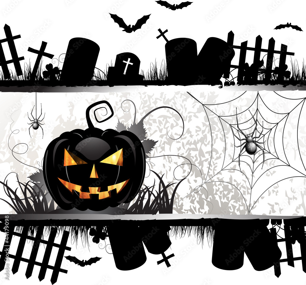 Halloween card design with pumpkin and ghost house Halloween card design with pumpkin and ghost house