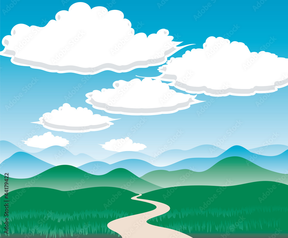 Fototapeta premium landscape with Hills and clouds