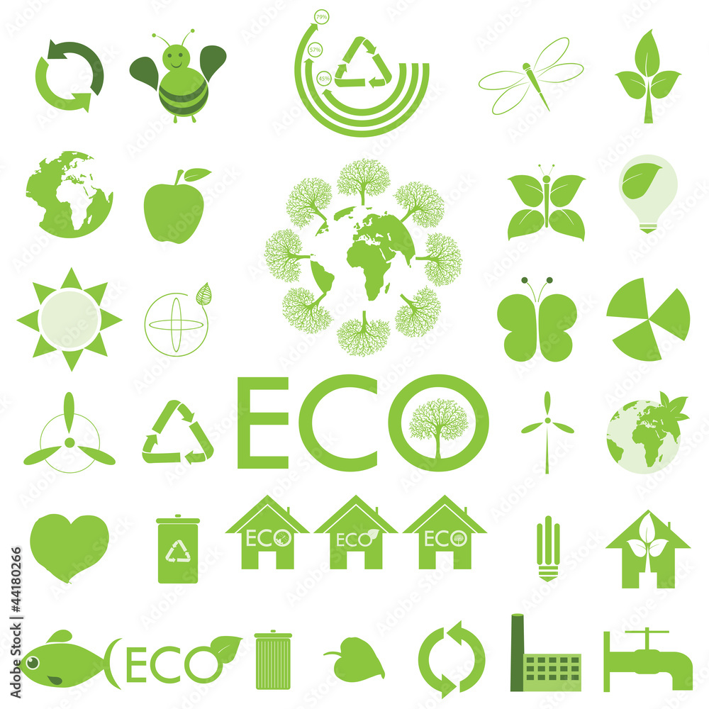 Obraz eco icons set