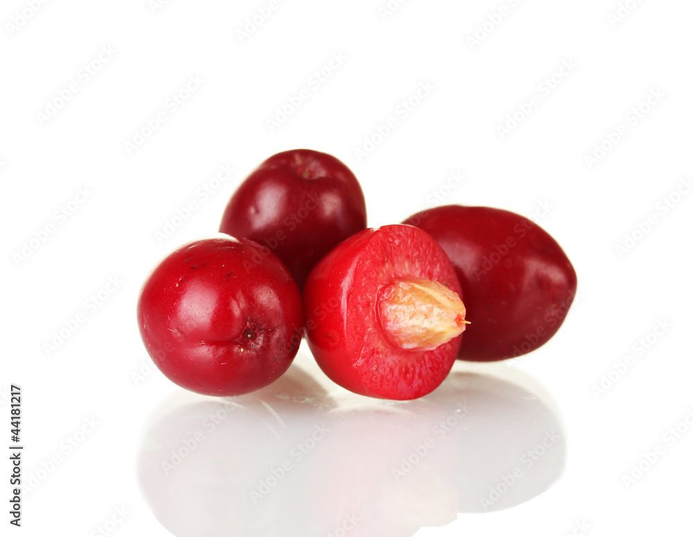 fresh cornel berries isolated on white