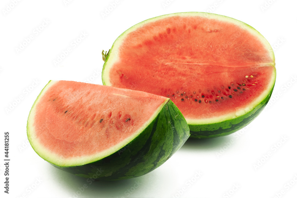 Half and slice of watermelon Half and slice of watermelon