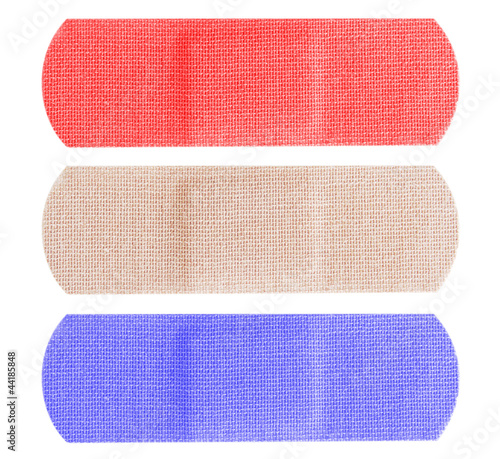 Red white and blue adhesive bandages