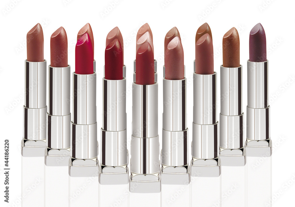 Obraz premium Group of lipsticks isolated on white with clipping path