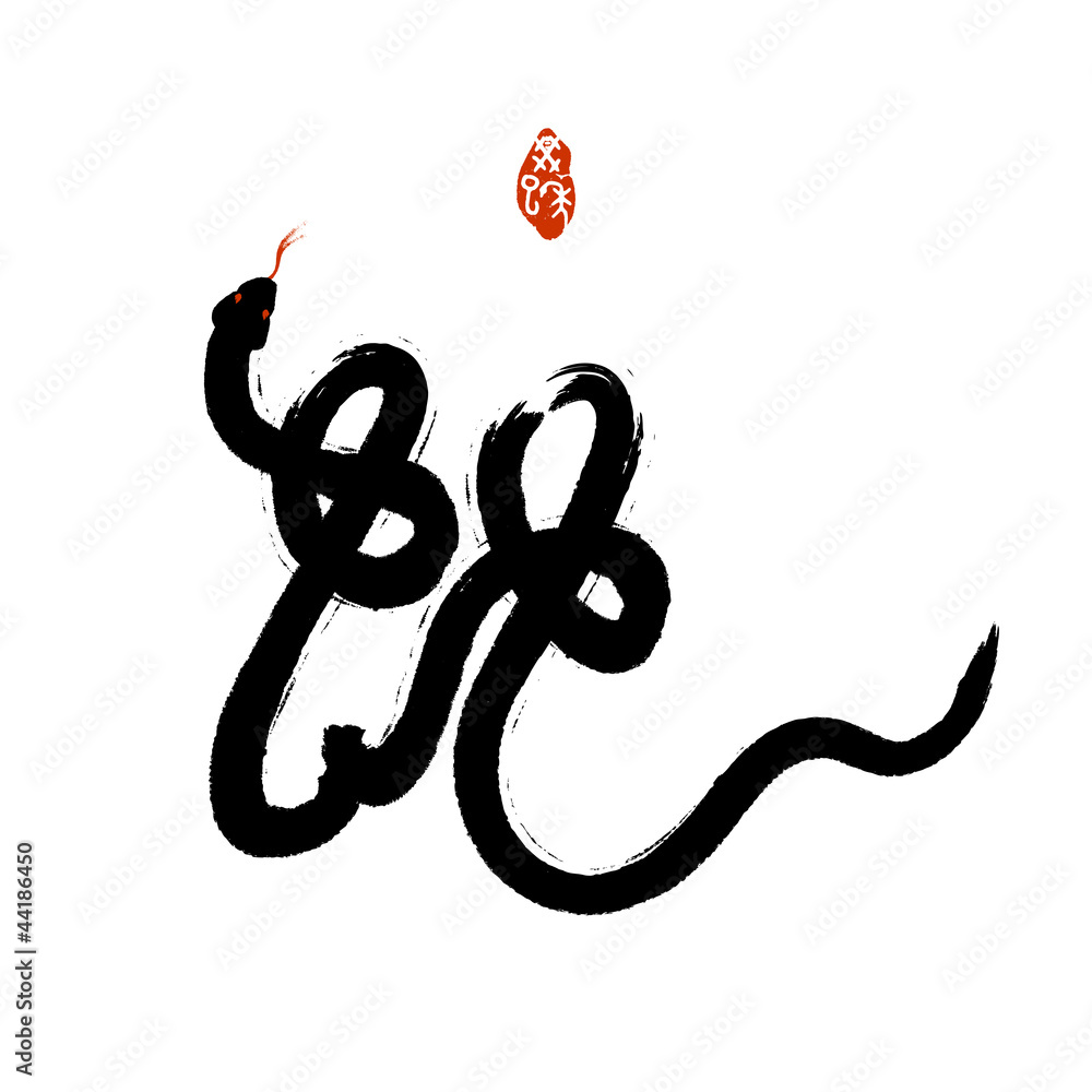 Obraz premium Chinese Penmanship Calligraphy: Snake