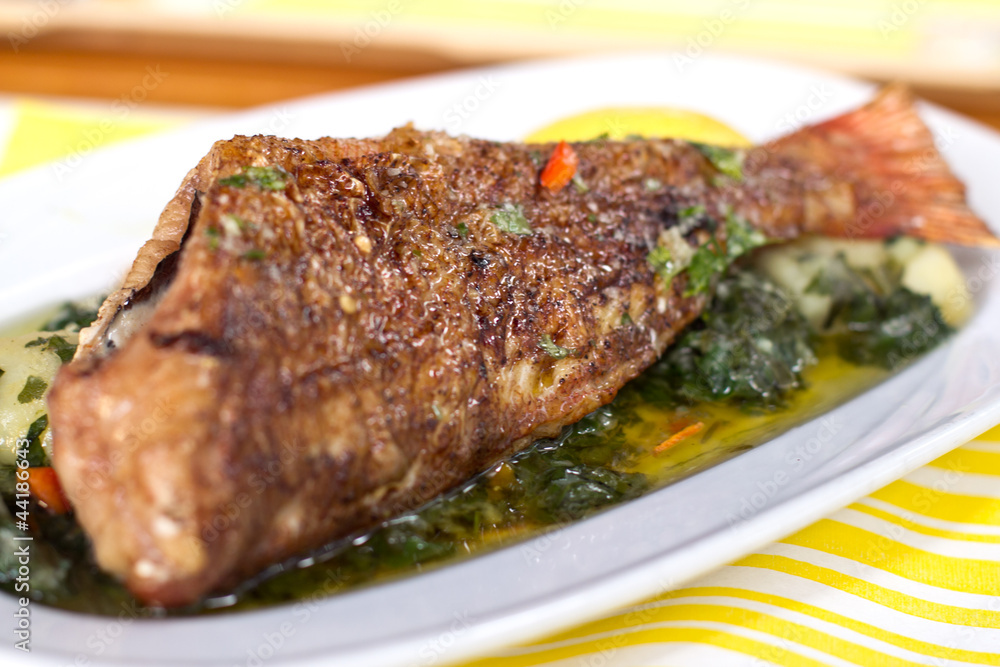 Grilled Fish with Mediterranean Vegetables Grilled Fish with Mediterranean Vegetables