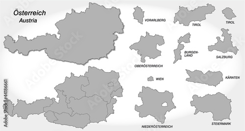 Österreich und Kantone in grau