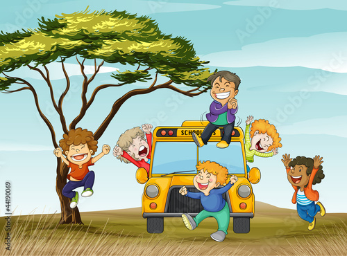 kids and school bus