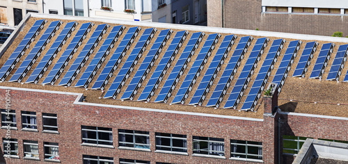 Solar panels on building roof