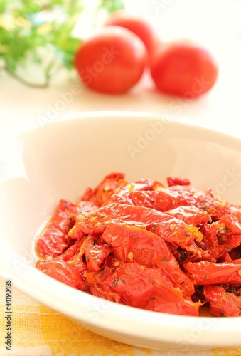 Semi dried tomatoes marinated in olive oil