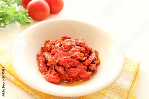 Semi dried tomatoes marinated in olive oil