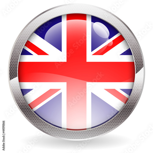 Gloss Button with British Flag