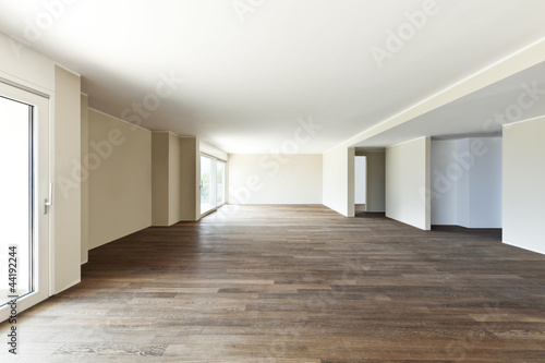 modern interior  wide empty apartment with windows