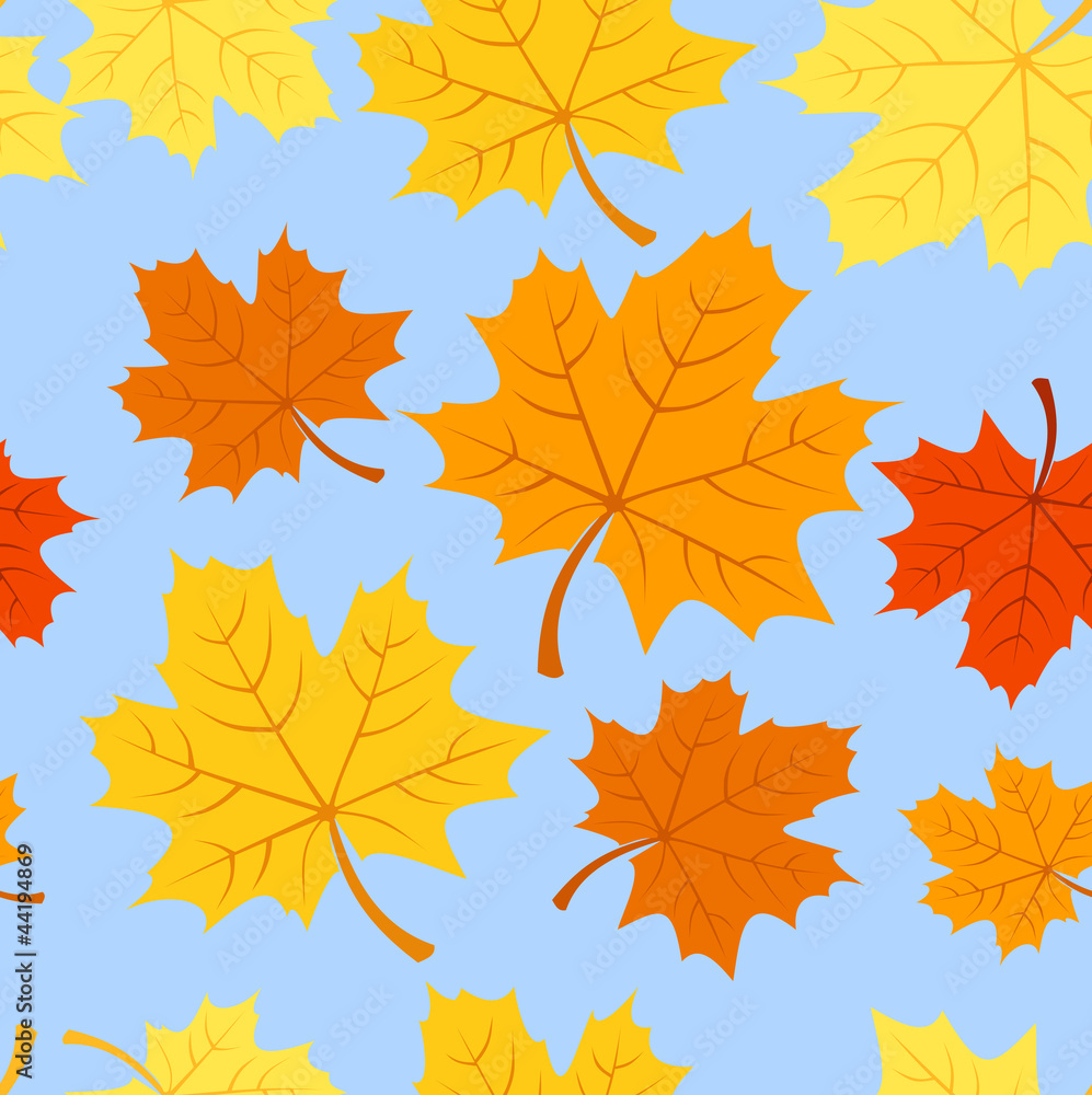 Fototapeta premium Seamless pattern with autumn maple leaves. Vector EPS 8.