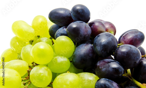 Ripe red and green grapes isolated